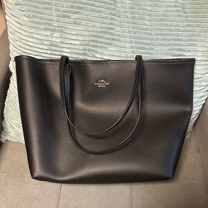 Coach Black Pebbled Leather Double-Handle Tote